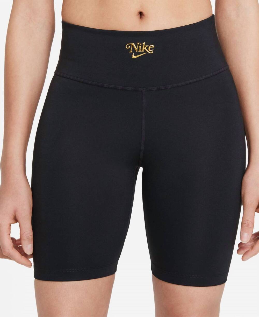 NEW NIKE logo waist bike shorts in black